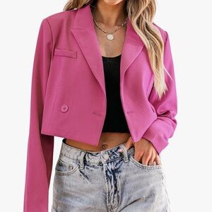 Women's Pink Cropped Blazer